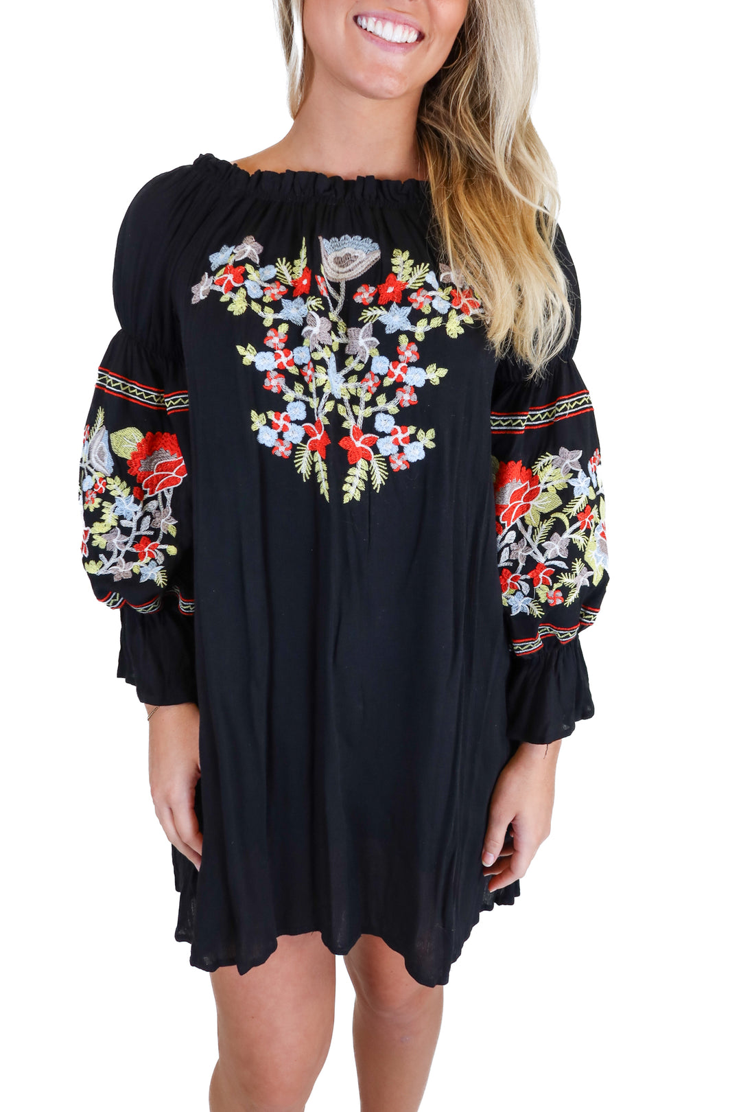 R. Vivimos black/floral mini dress NWT (S)