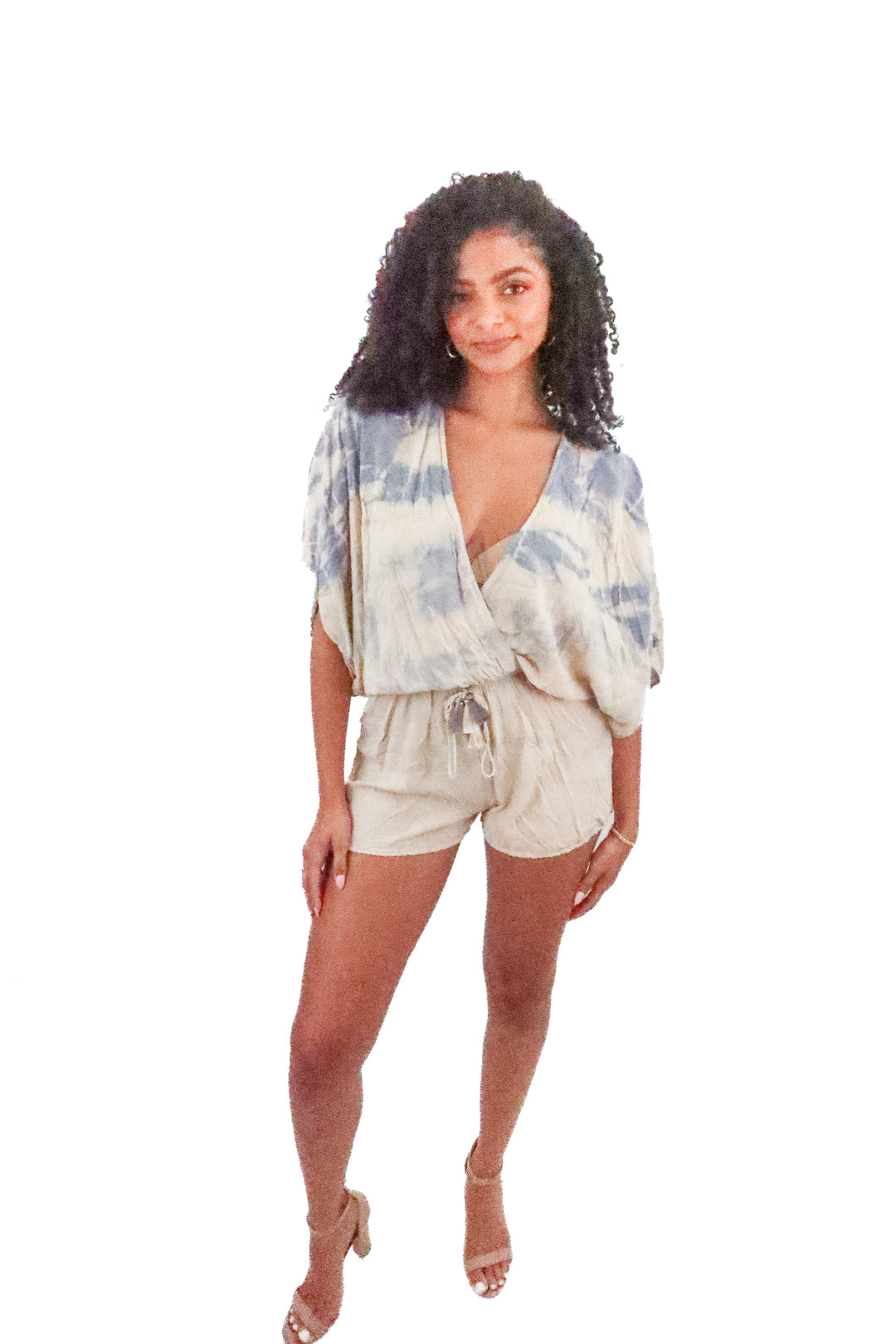 by together tan/blue tie dye romper (s)