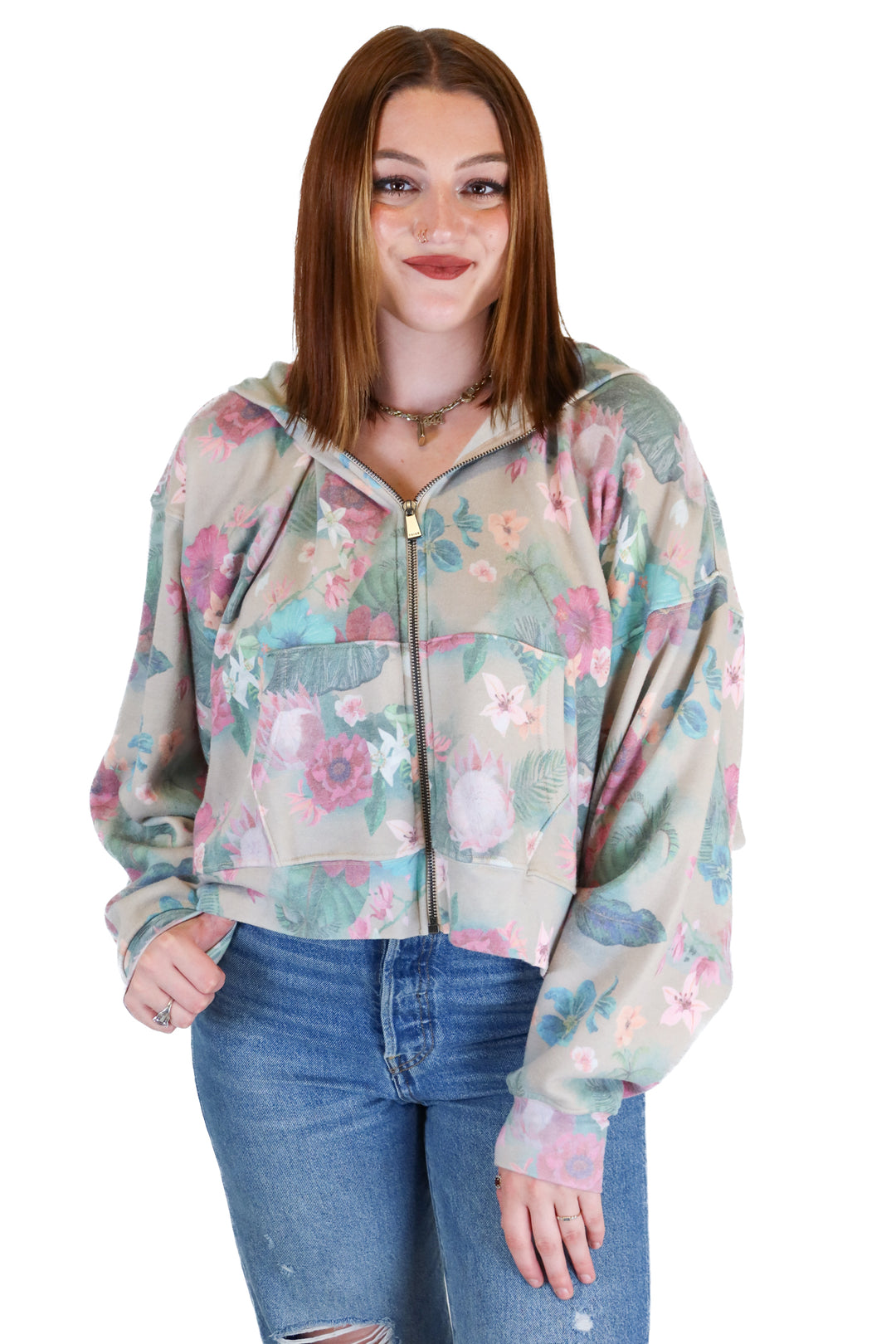 Tribe Kelley Tropical Floral Zip Up Jacket(S)