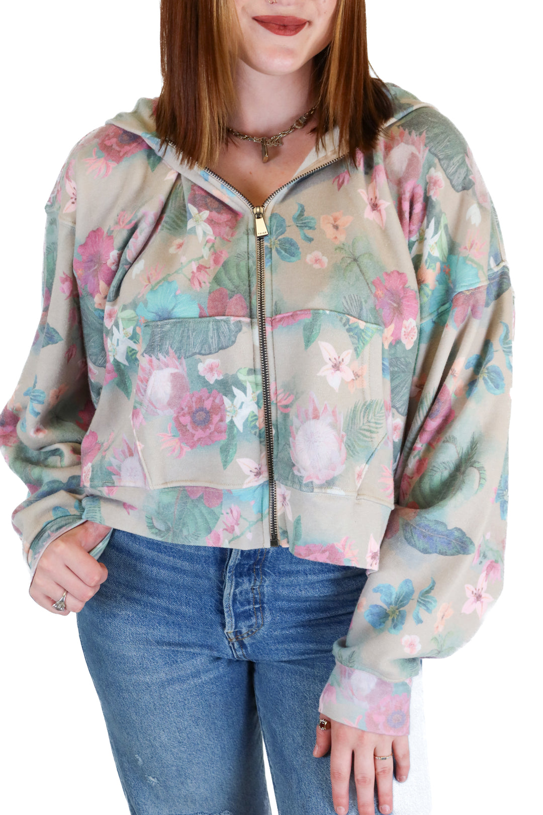 Tribe Kelley Tropical Floral Zip Up Jacket(S)