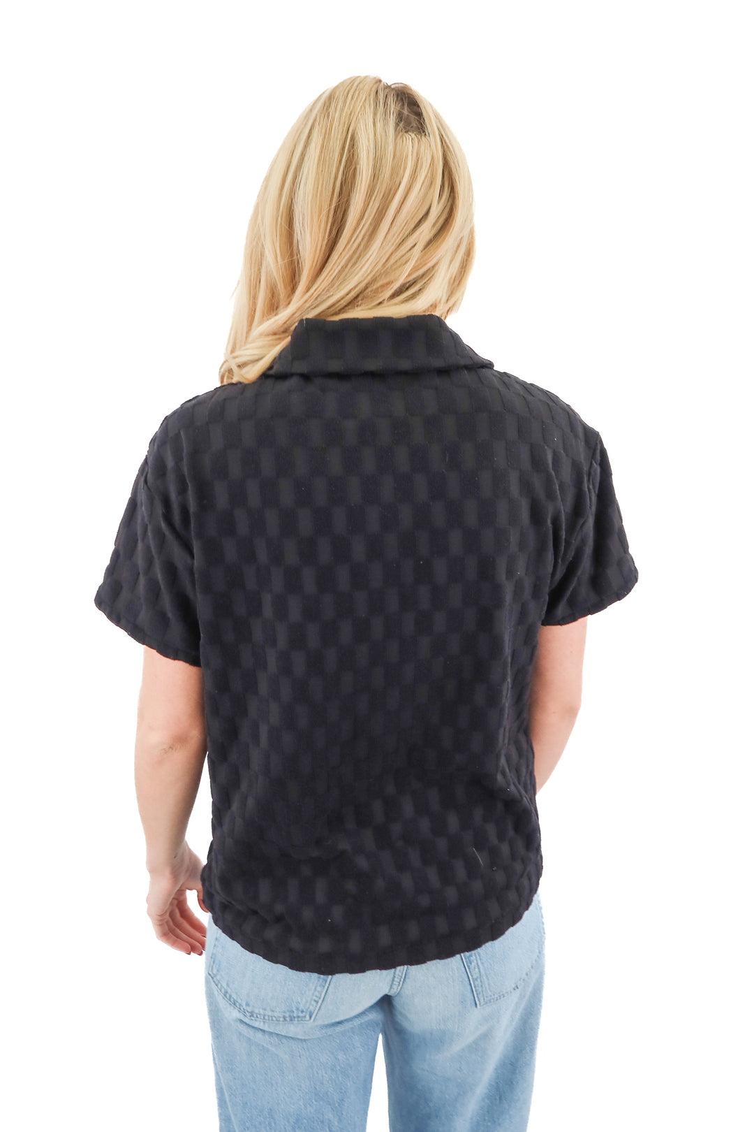 skatie black checkered polo top (S)