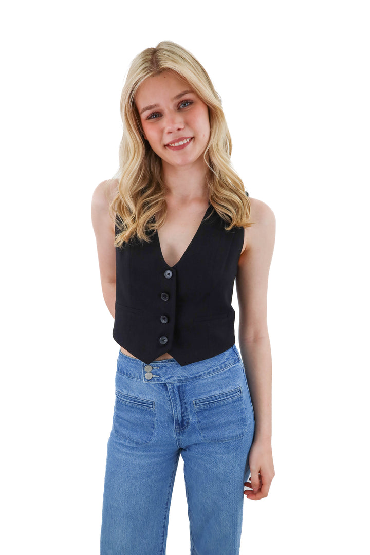 zara black mini vest (xs)