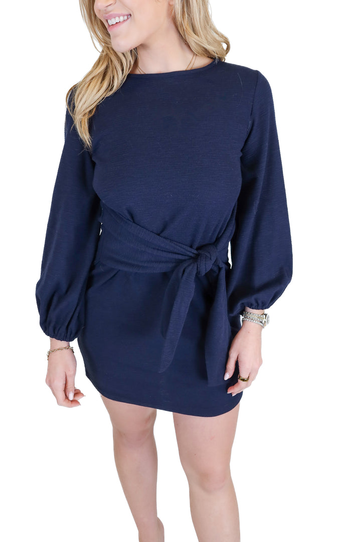R. Vivimos Navy Textured Knit Dress (S)