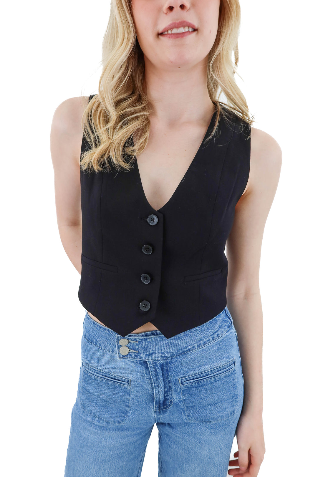 zara black mini vest (xs)