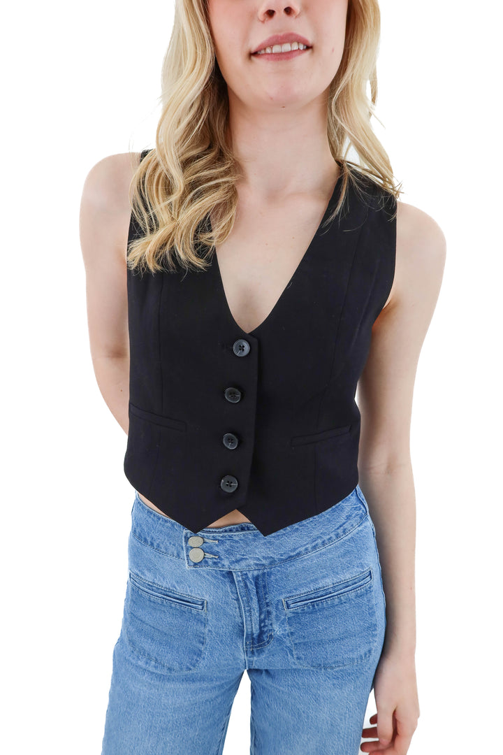 zara black mini vest (xs)