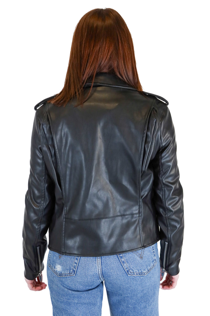 Grey Lab Black Vegan Leather Jacket NWT (XS; retail $265)