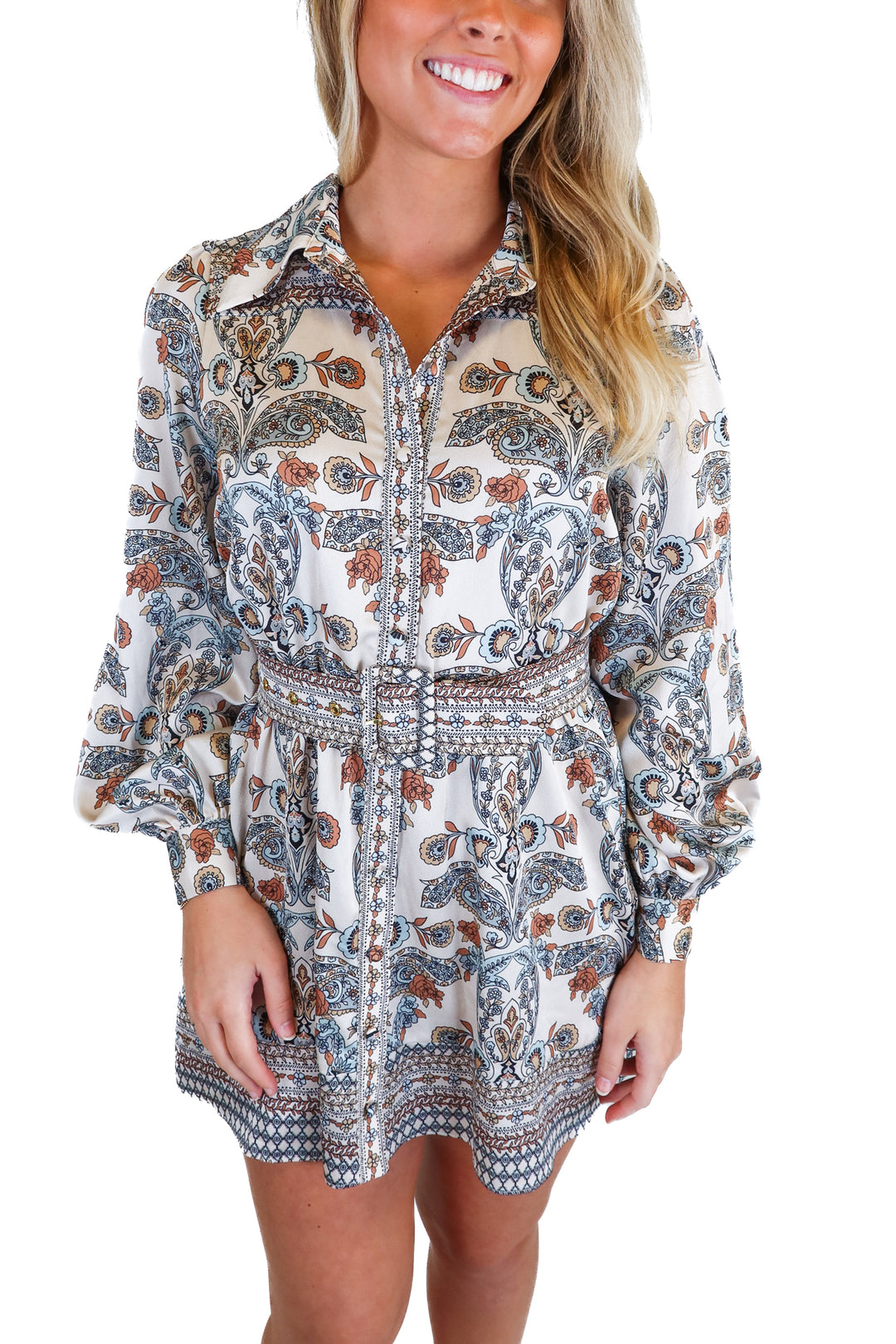 Show Me Your Mumu Multi Neutral Paisley Mini Dress (XS)