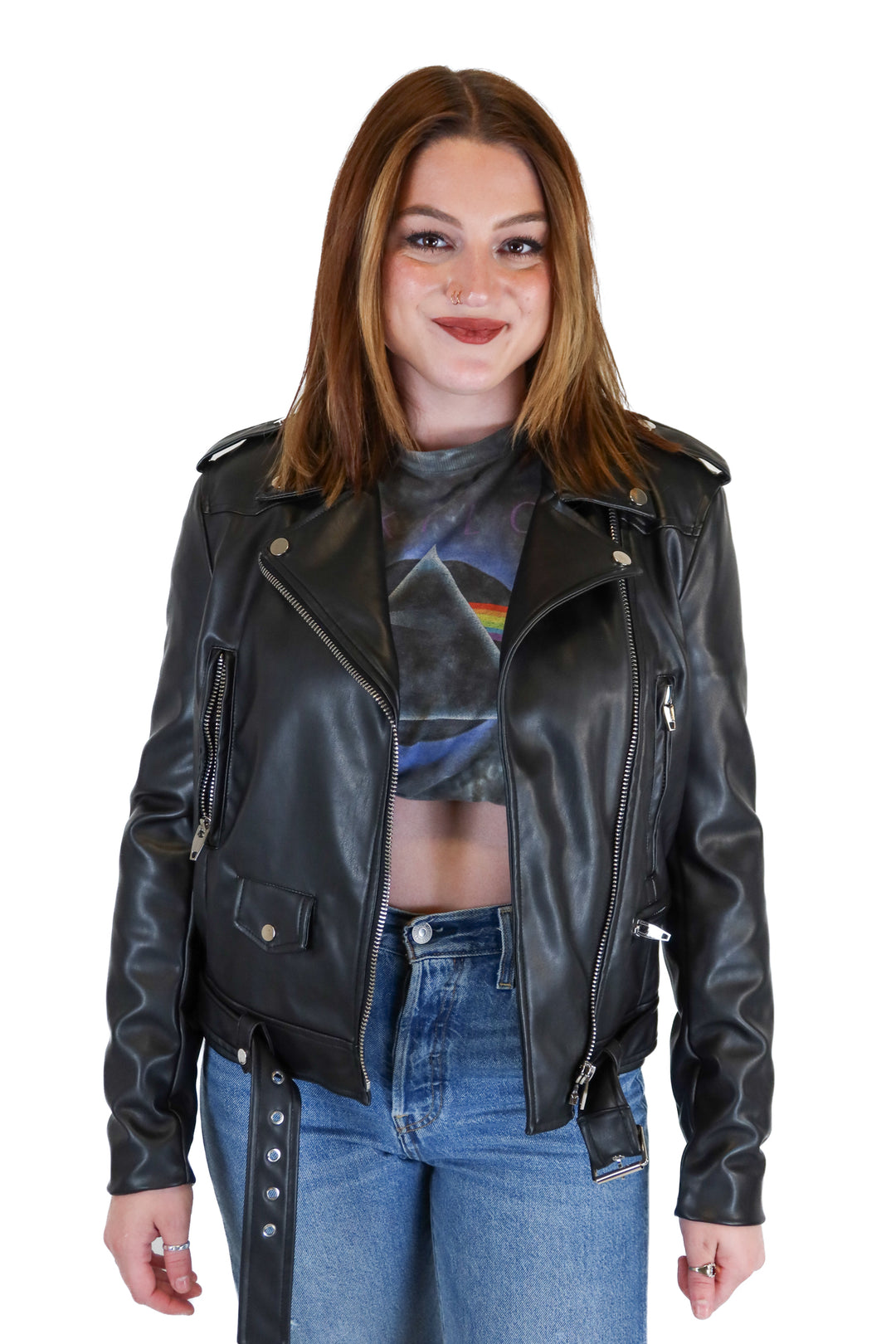 Grey Lab Black Vegan Leather Jacket NWT (XS; retail $265)