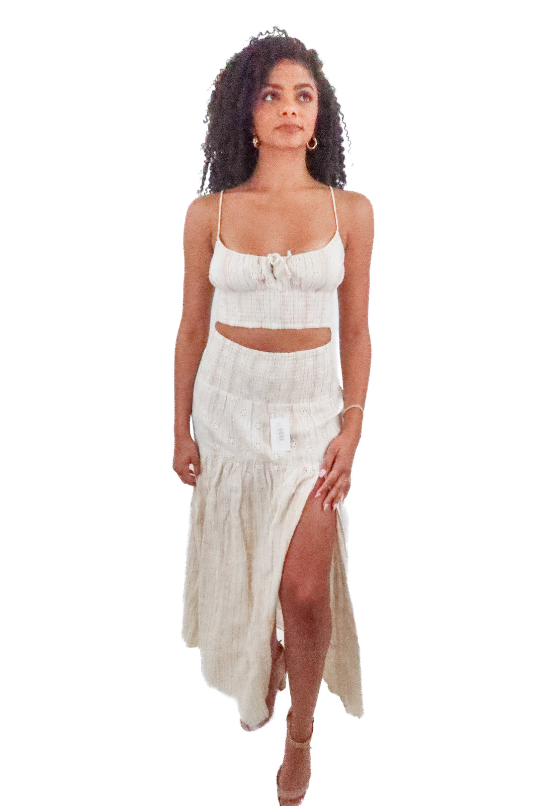 lspace striped eyelet metallic set (xs; retail $225)