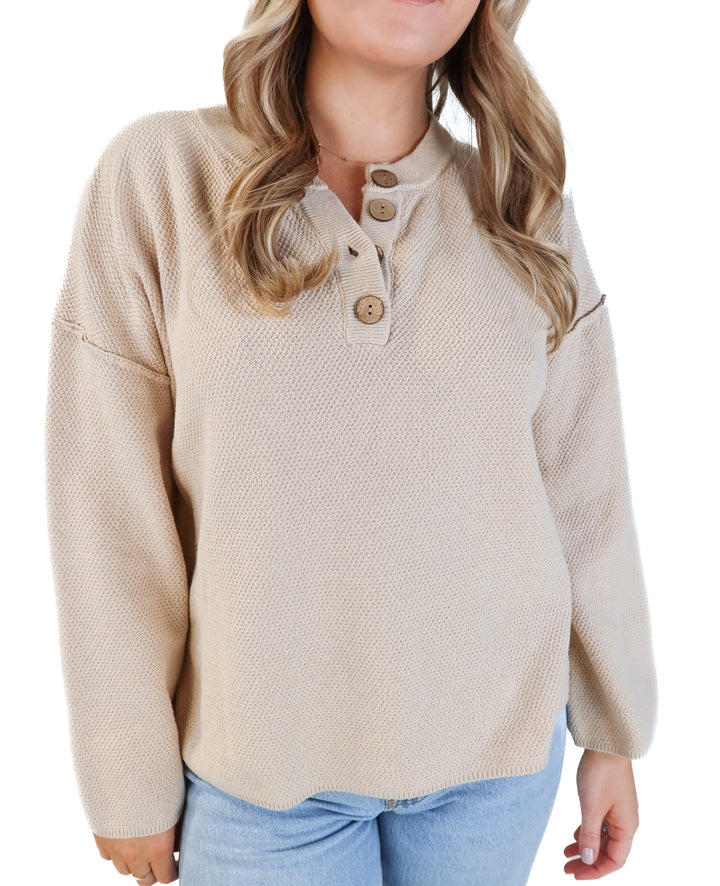 Efam tan waffle knit pullover (m)