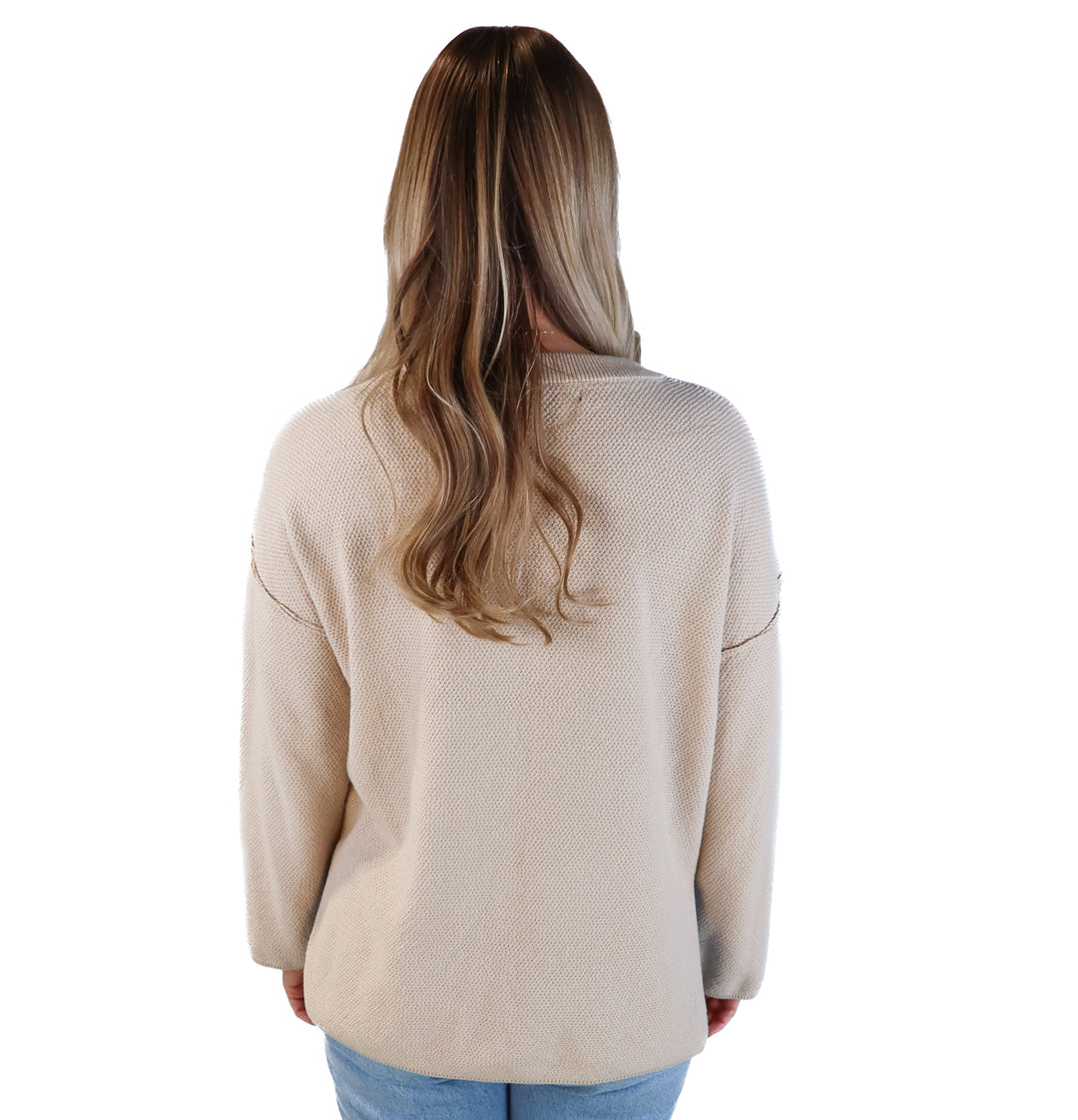 Efam tan waffle knit pullover (m)