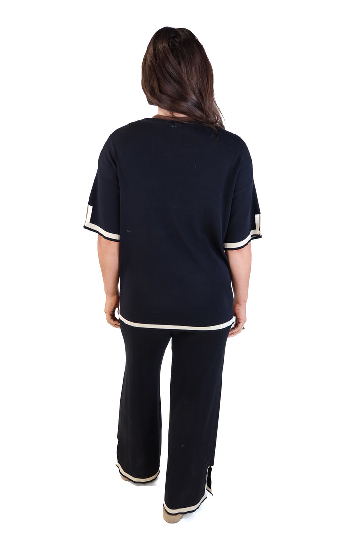 Fashion black/taupe striped lounge set (M)