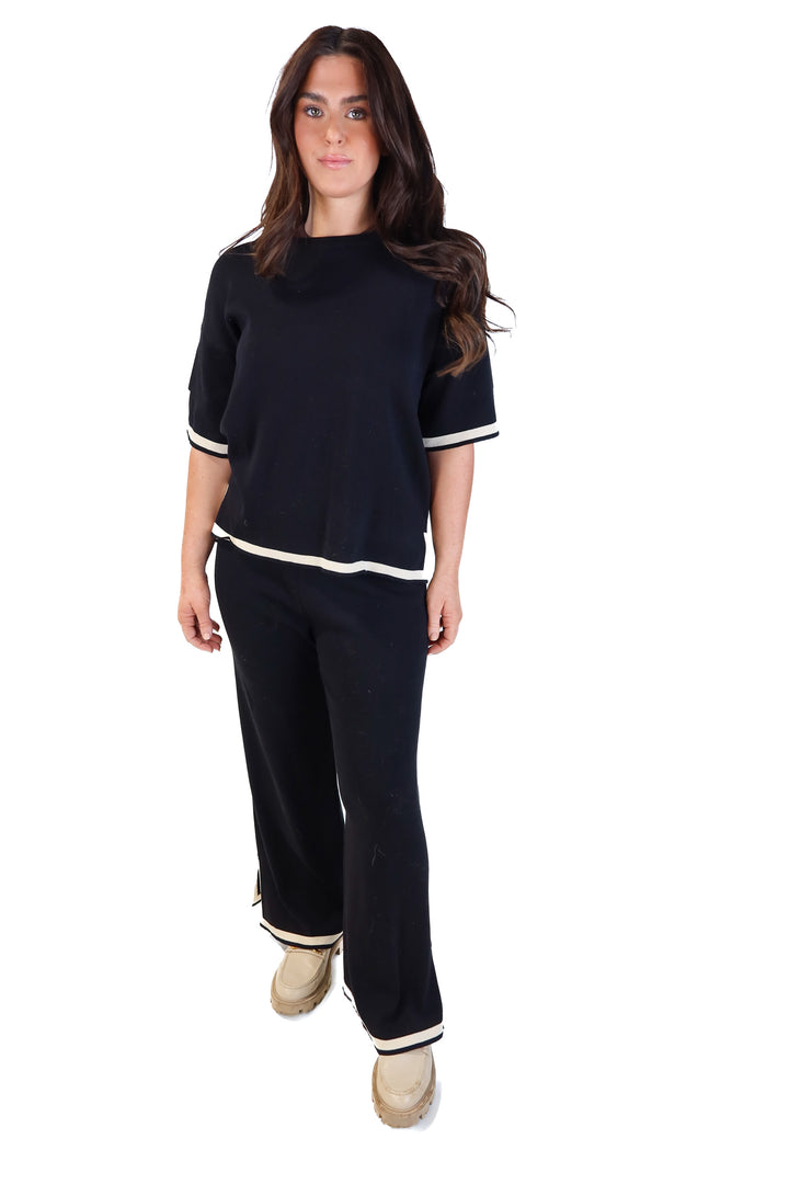 Fashion black/taupe striped lounge set (M)