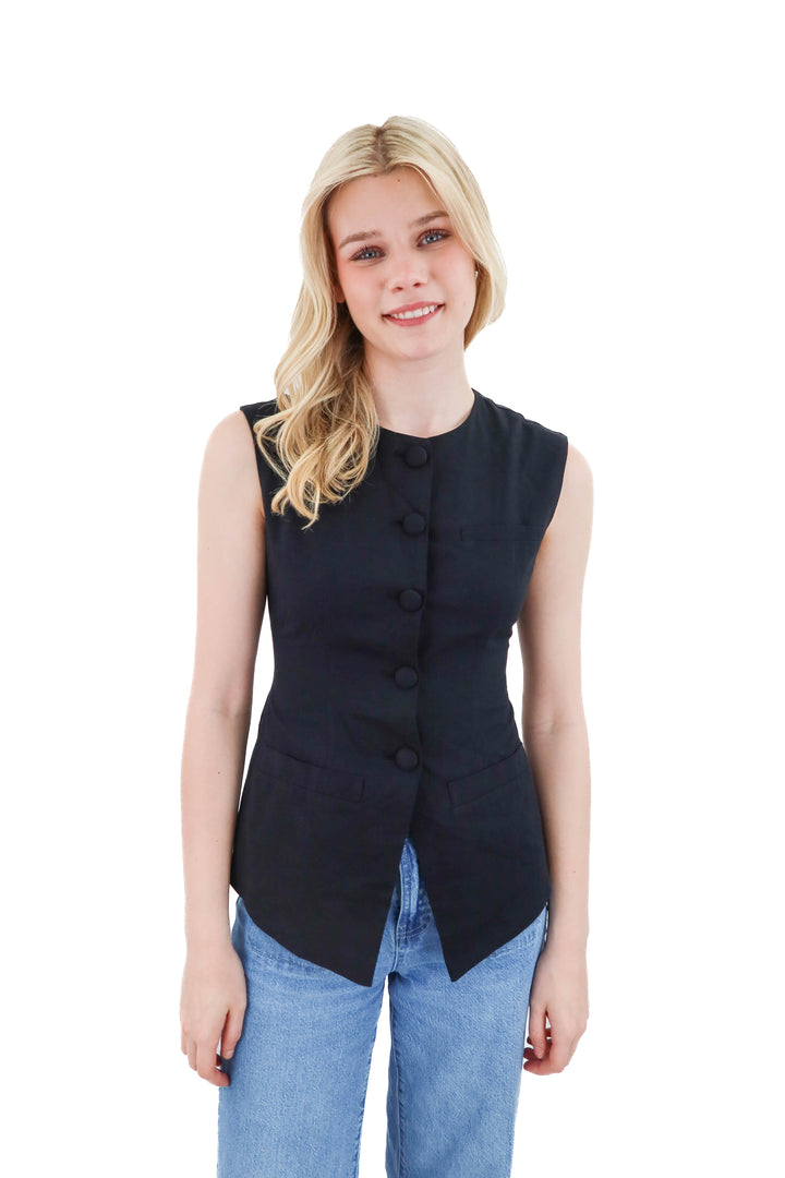 future collective black linen vest (2)