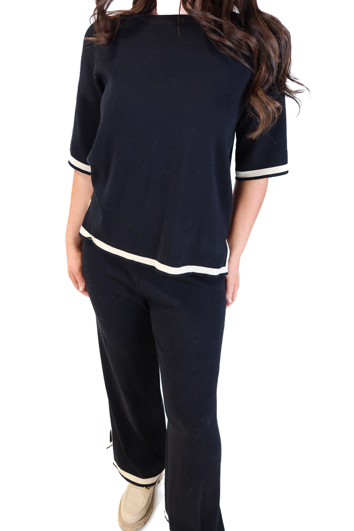 Fashion black/taupe striped lounge set (M)