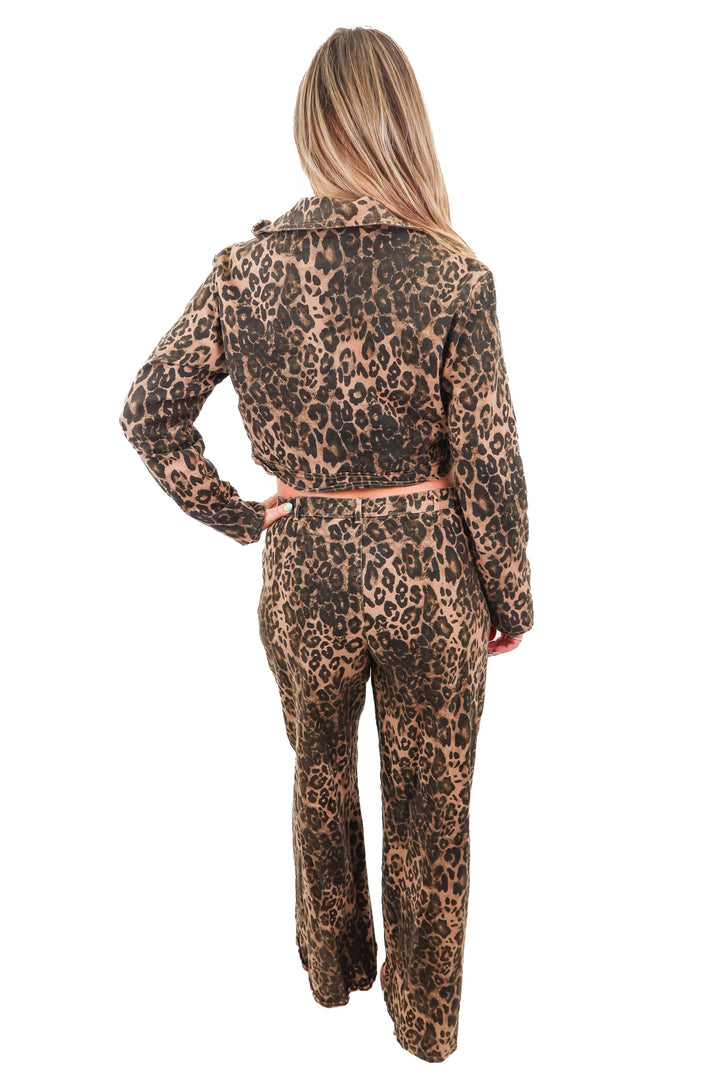 fashion nova leopard denim set (L)