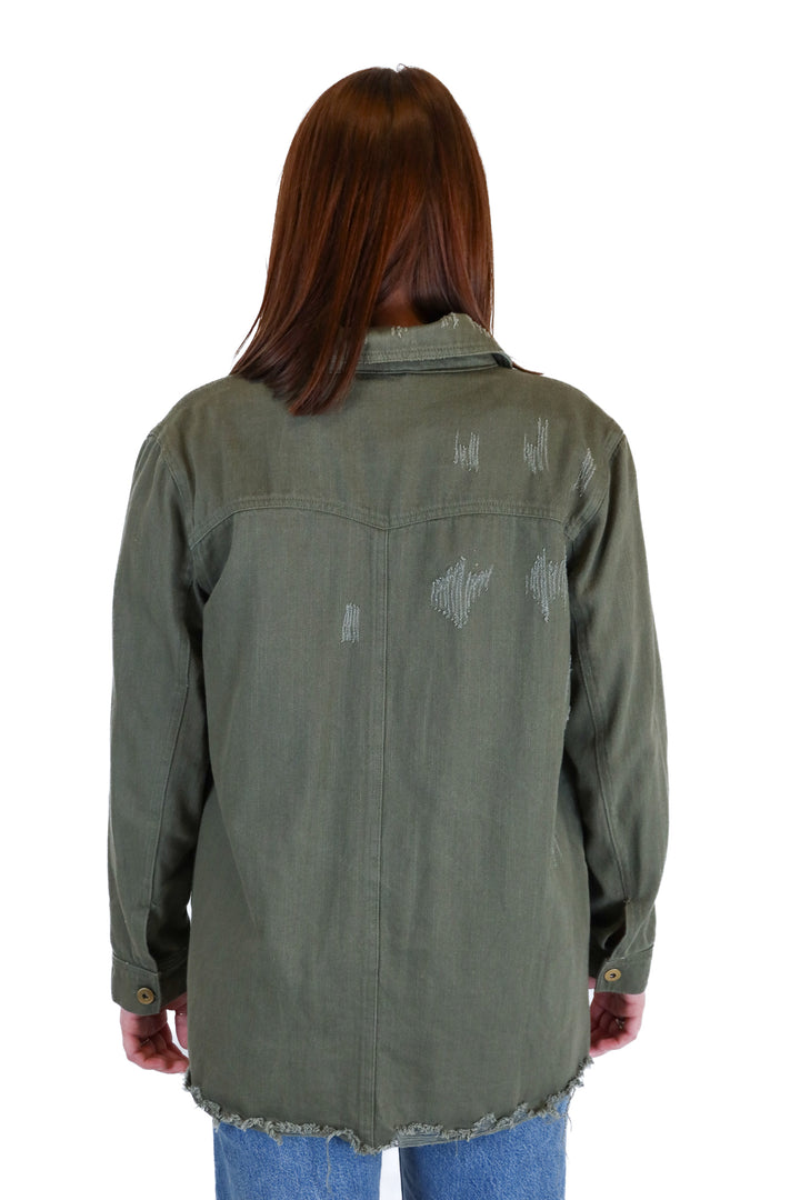 Entro Forest Green Denim Shacket (S)