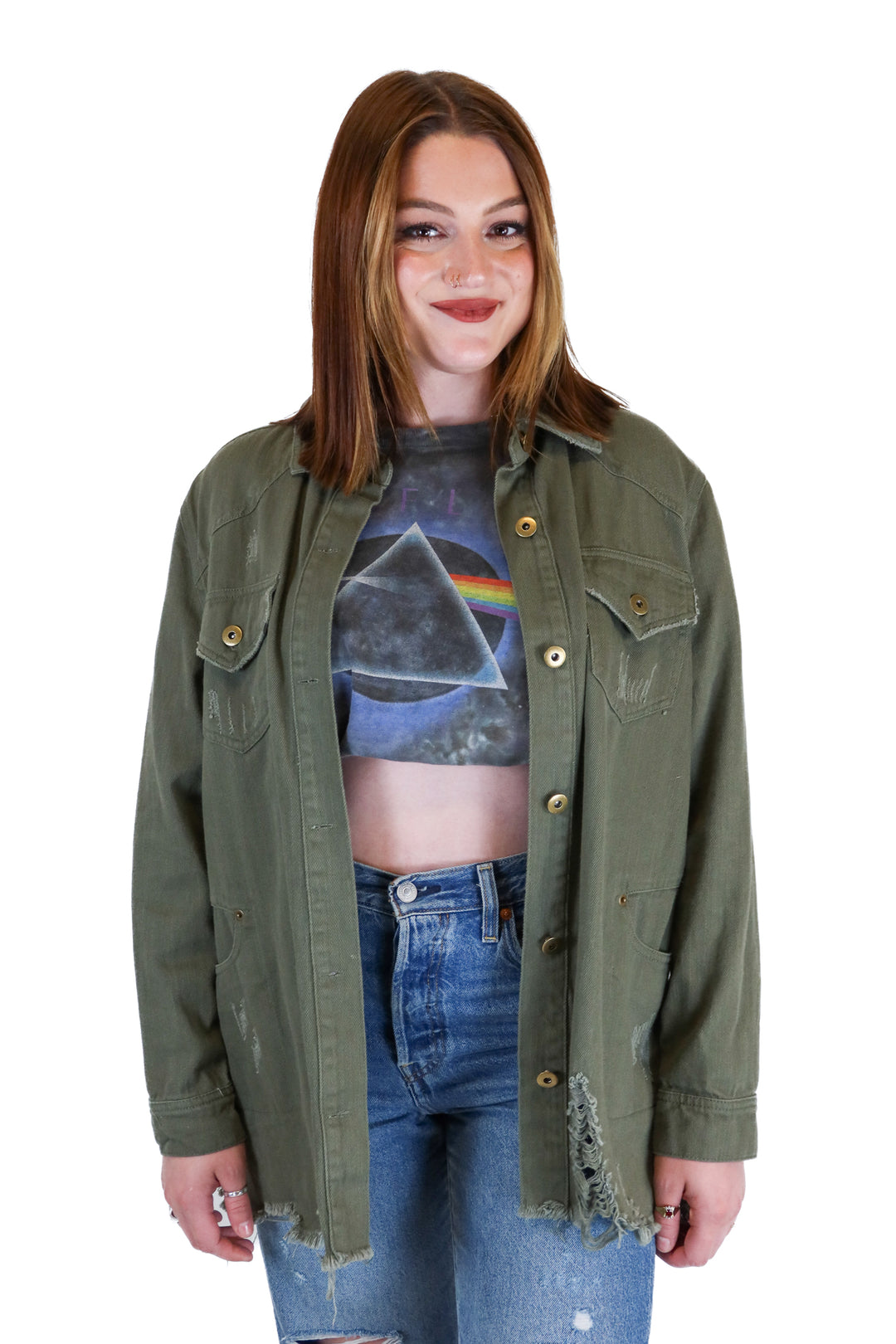 Entro Forest Green Denim Shacket (S)