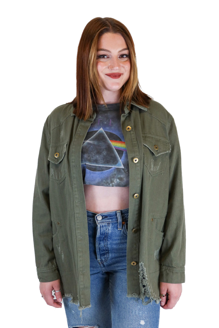 Entro Forest Green Denim Shacket (S)