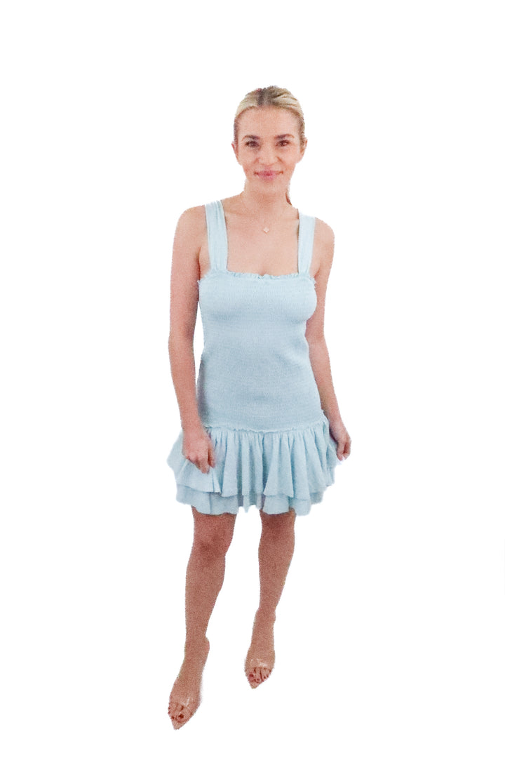 american eagle blue smocked dress (s; retail $50)