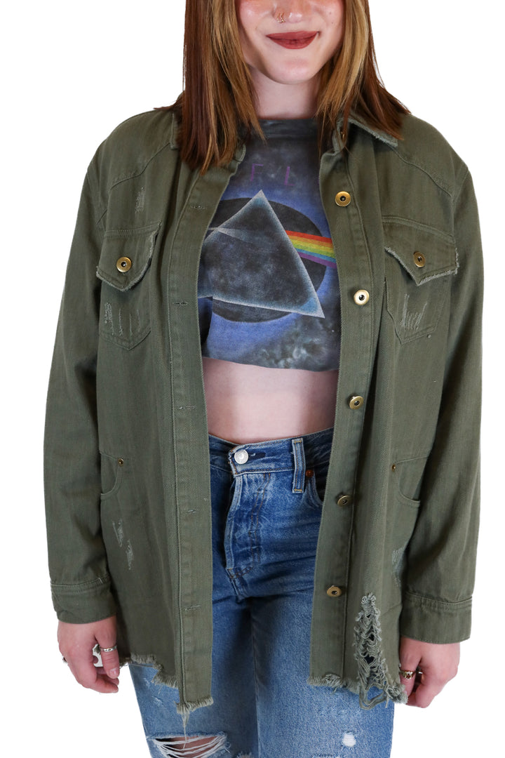 Entro Forest Green Denim Shacket (S)