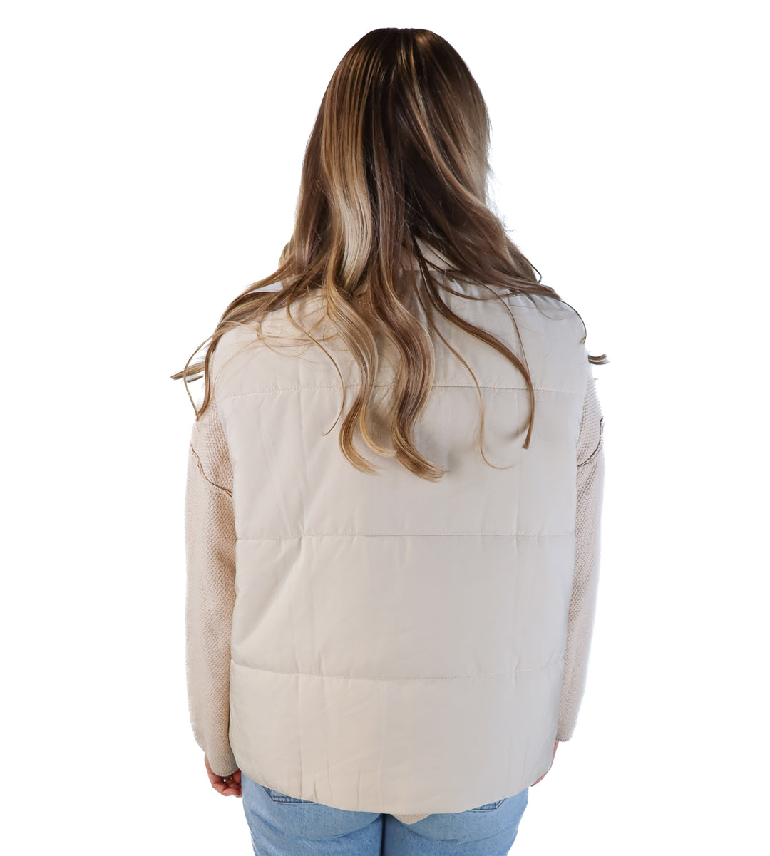 SOLD: Vici beige lightweight puffer vest (s)