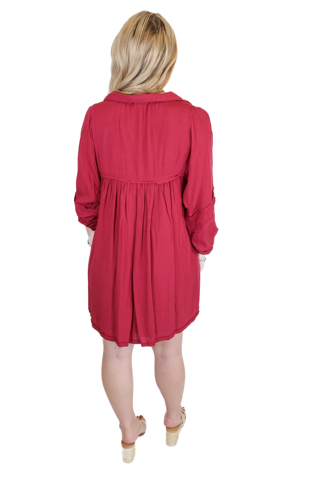 Merrit Crimson Collared Dress (S)