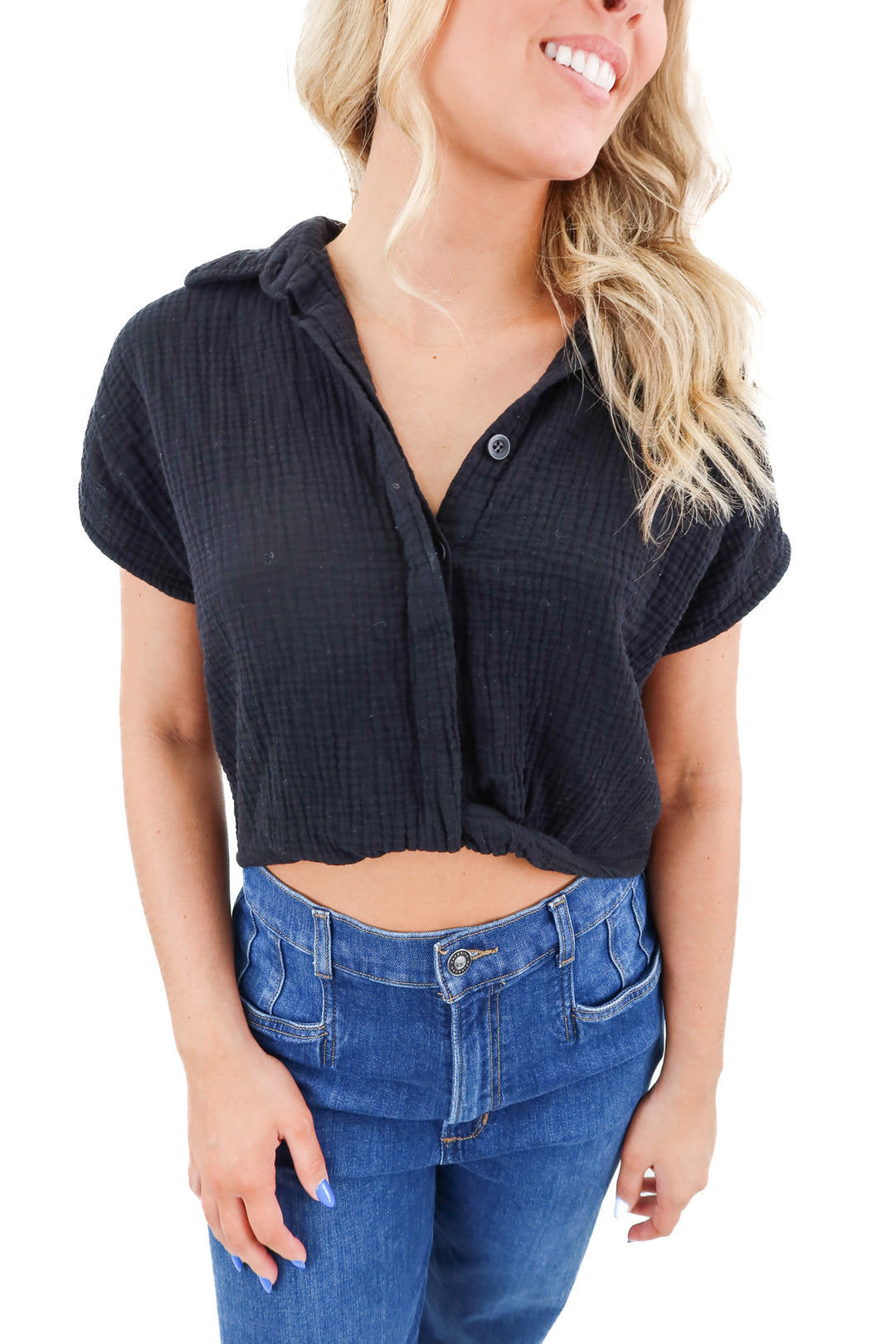 monrow black gauze top (m; retail $110)