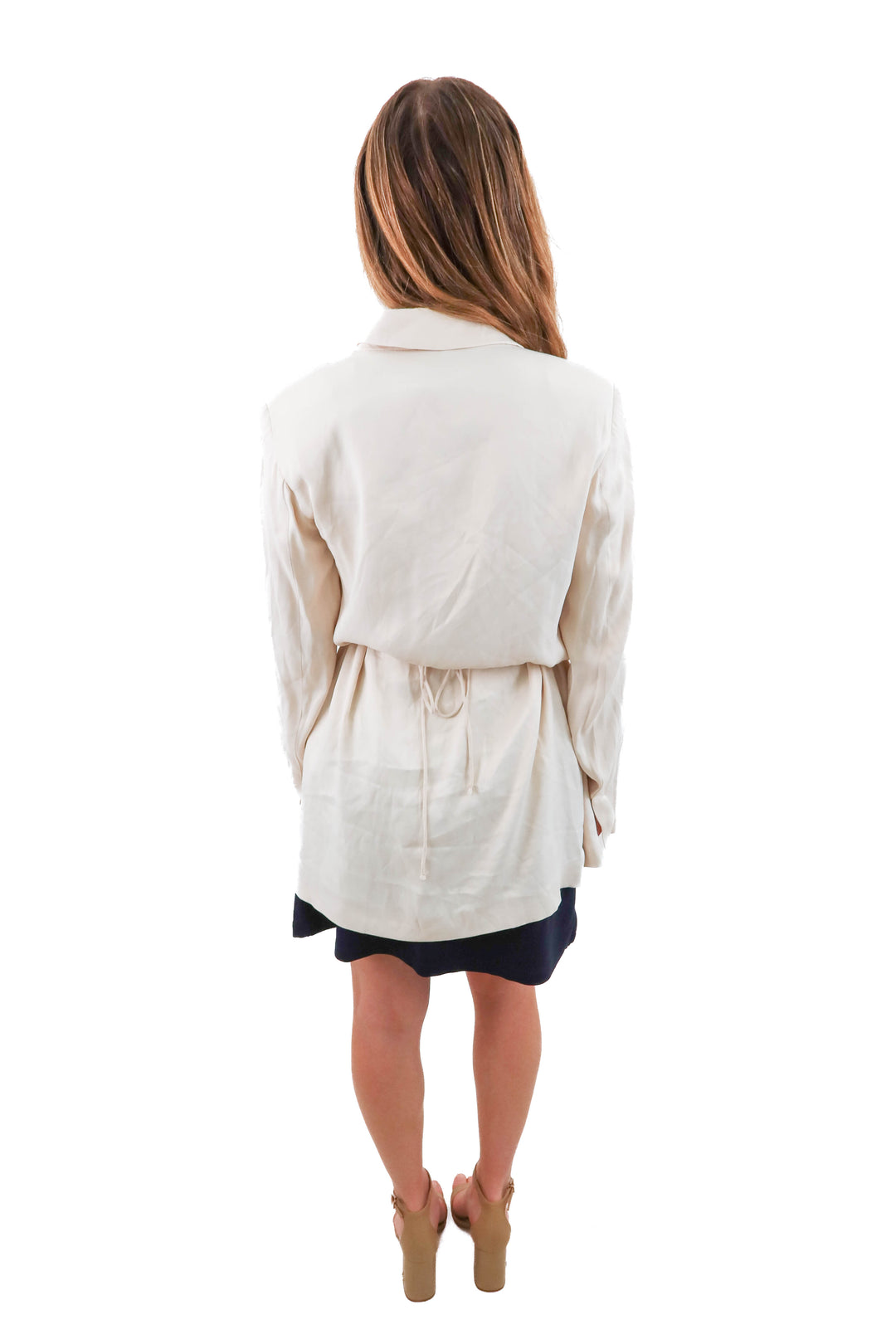 zara cream satin tie blazer NWT (xs)