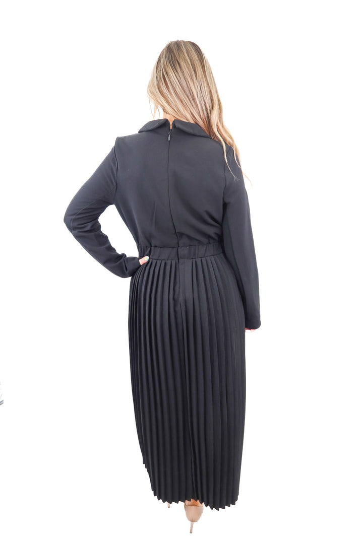 fashion nova black "tiffani twill maxi dress" NWT (L)