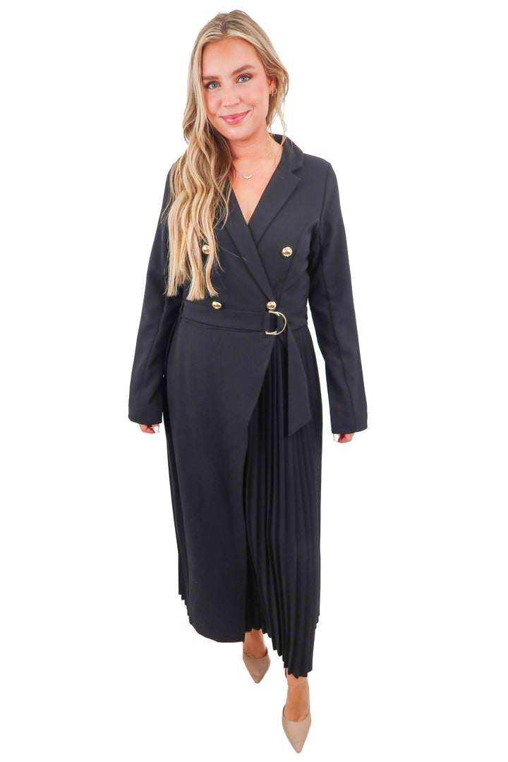 fashion nova black "tiffani twill maxi dress" NWT (L)