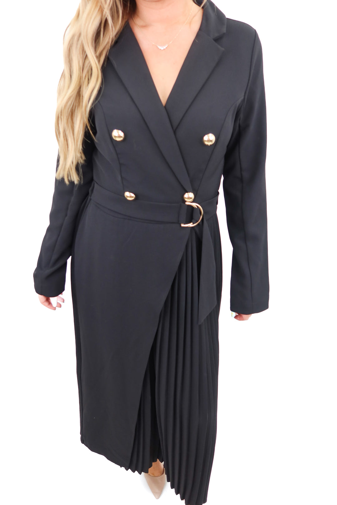fashion nova black "tiffani twill maxi dress" NWT (L)