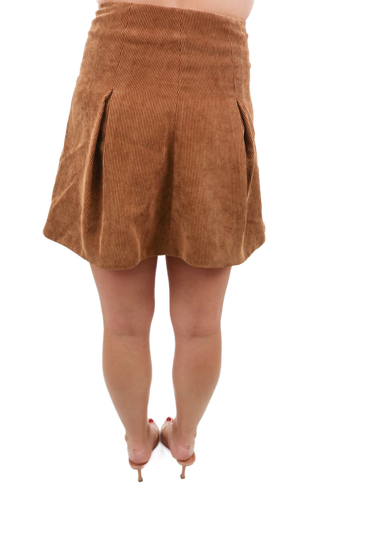 tularosa brown suede ribbed skirt (xs; retail $140)