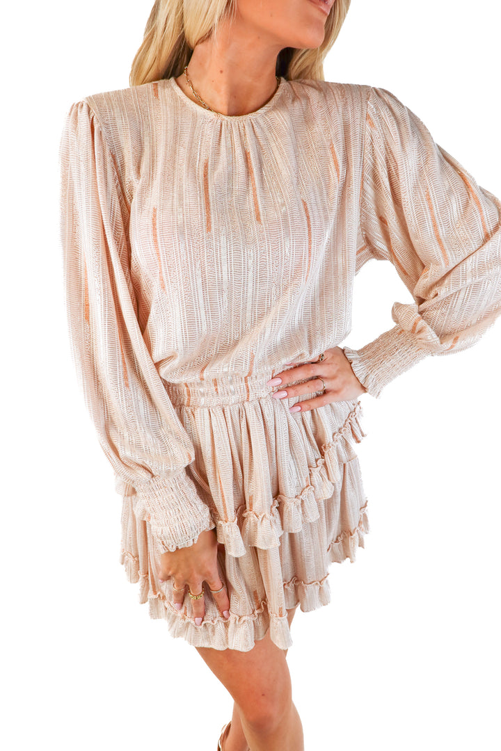 Miss pink metallic ruffle dress (xs)