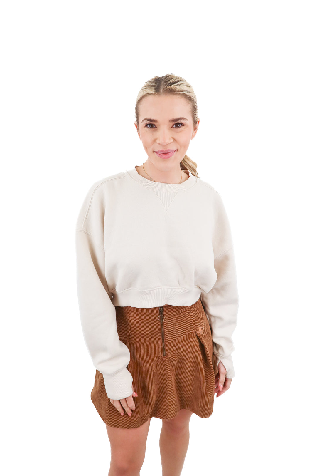 offline tan cropped pullover (s; retail $55)