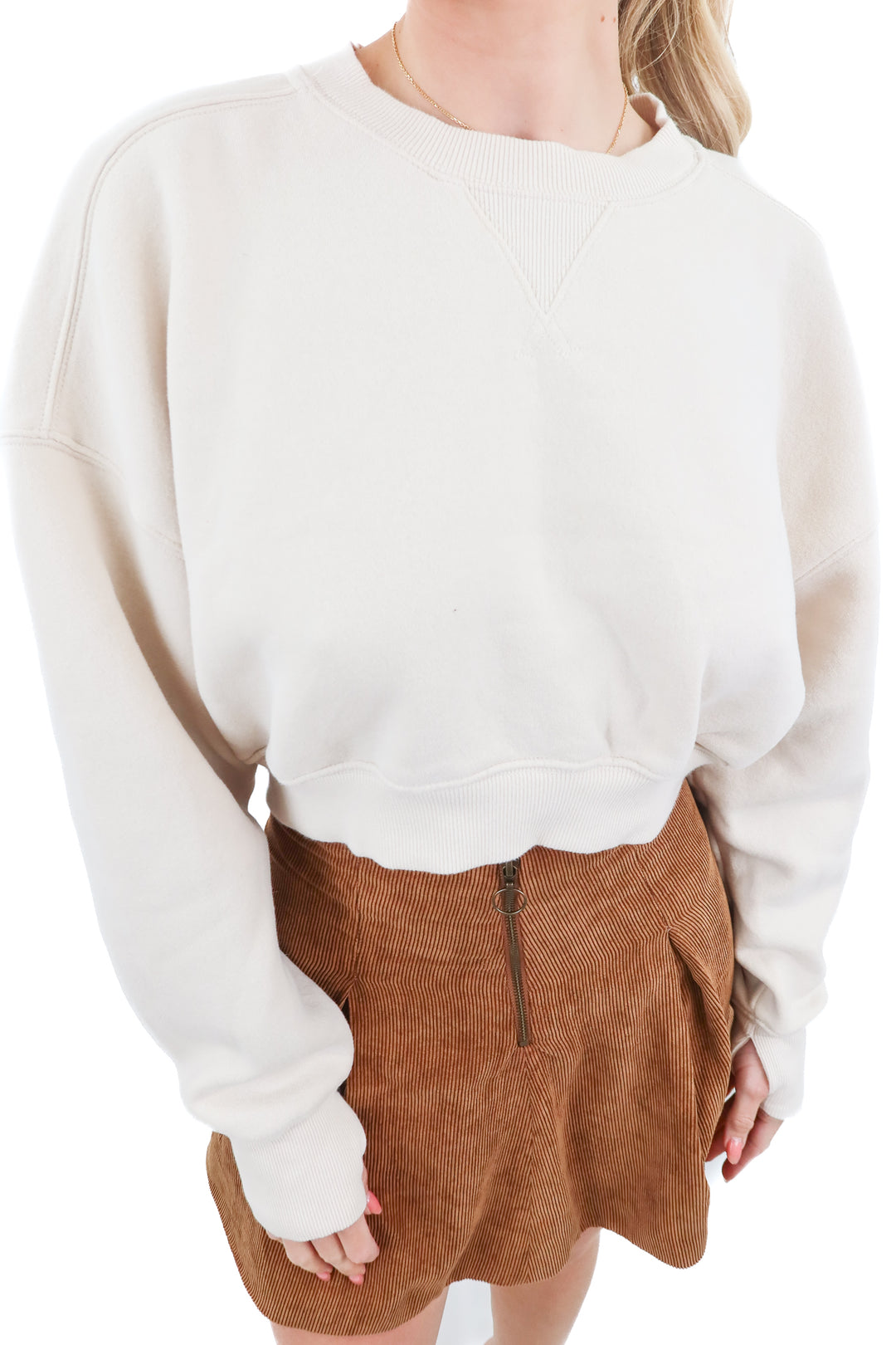 offline tan cropped pullover (s; retail $55)