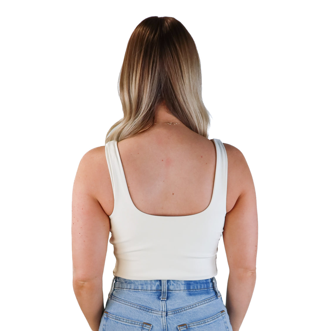 Express cream sweetheart neckline crop tank (m; retails for $44)