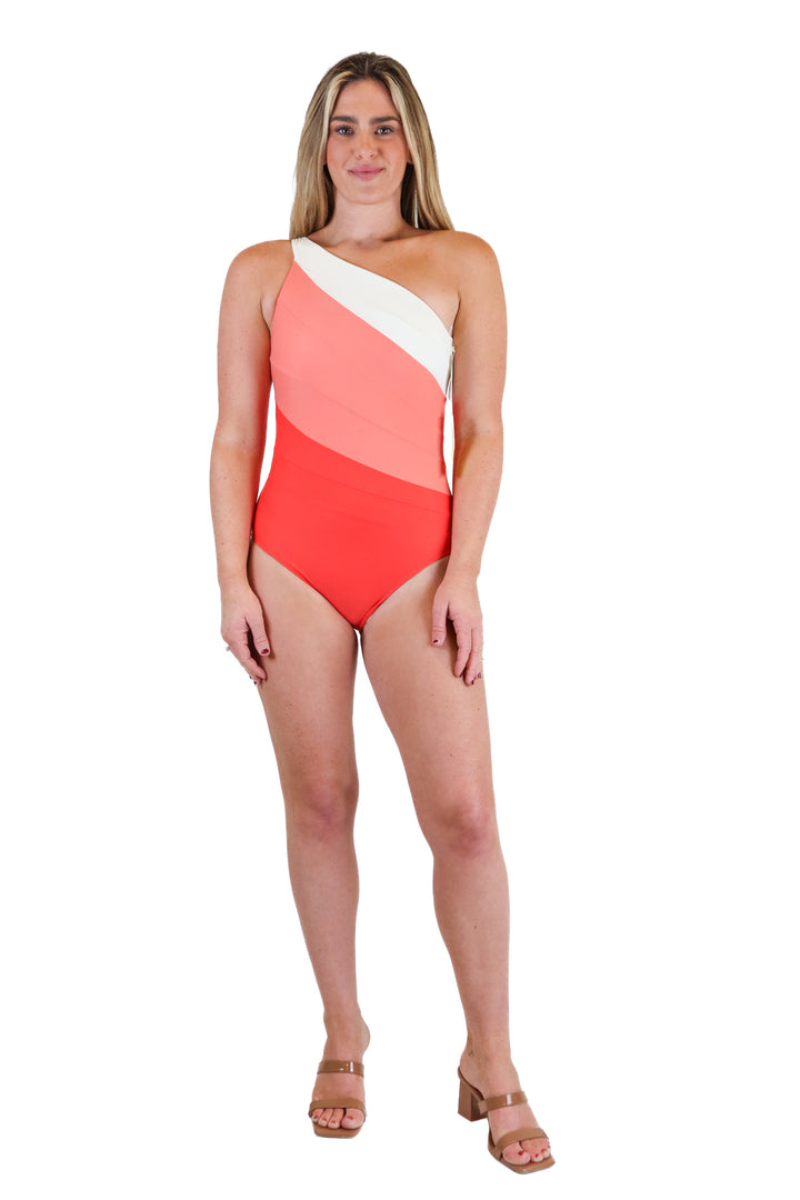 Summersalt pink/red/white one piece bathing suit NWT (4)