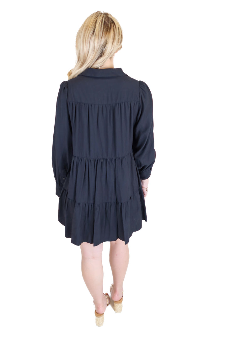 Zara Black Tiered Button Front Dress (XS)