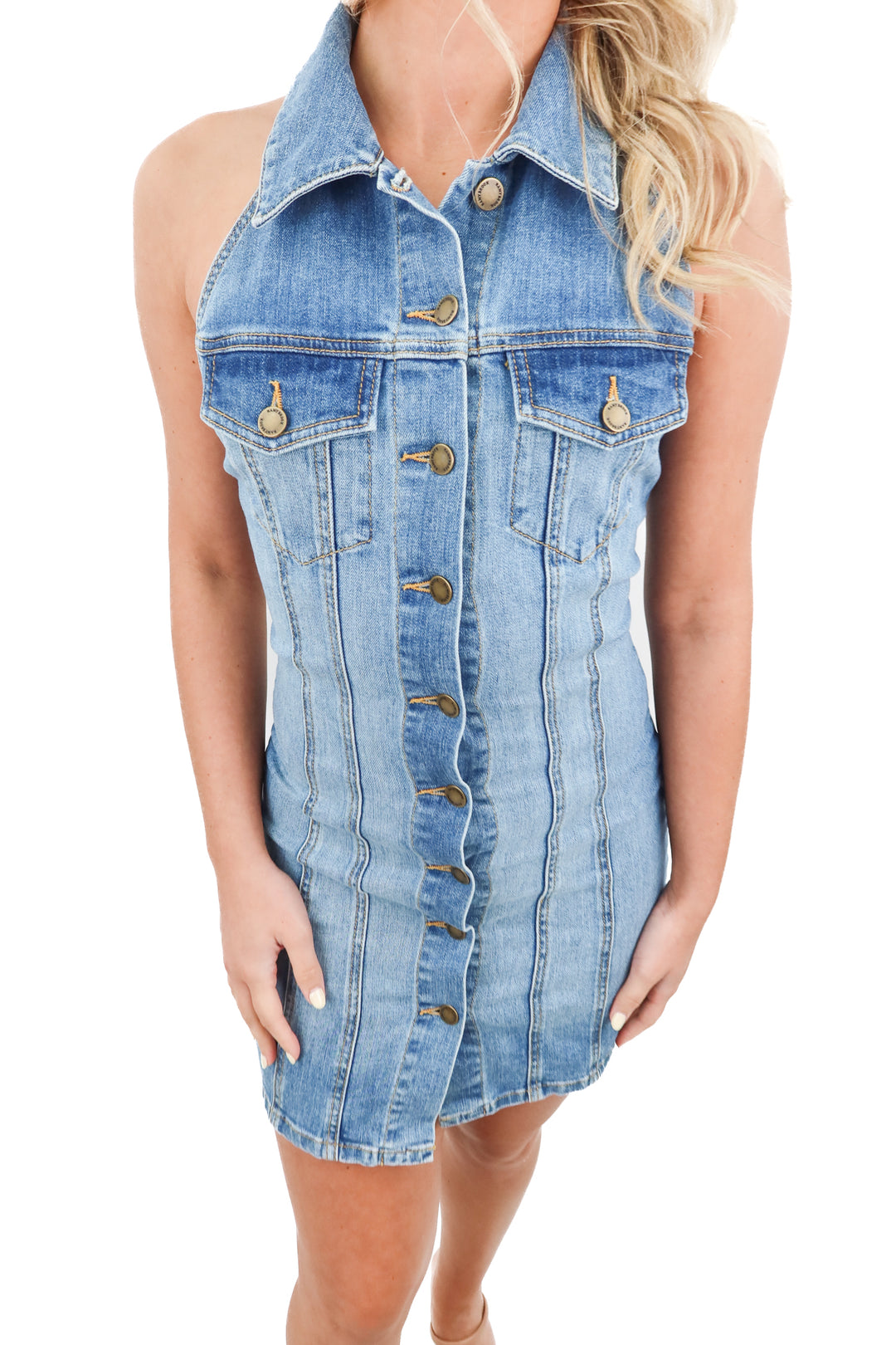 ramy brook denim halter dress NWT (24; retail $195)