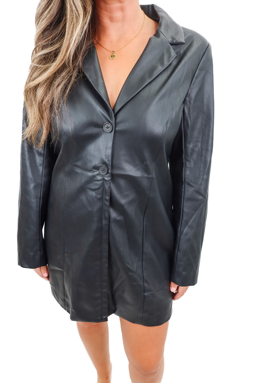 abercrombie & fitch black vegan leather dress (L)