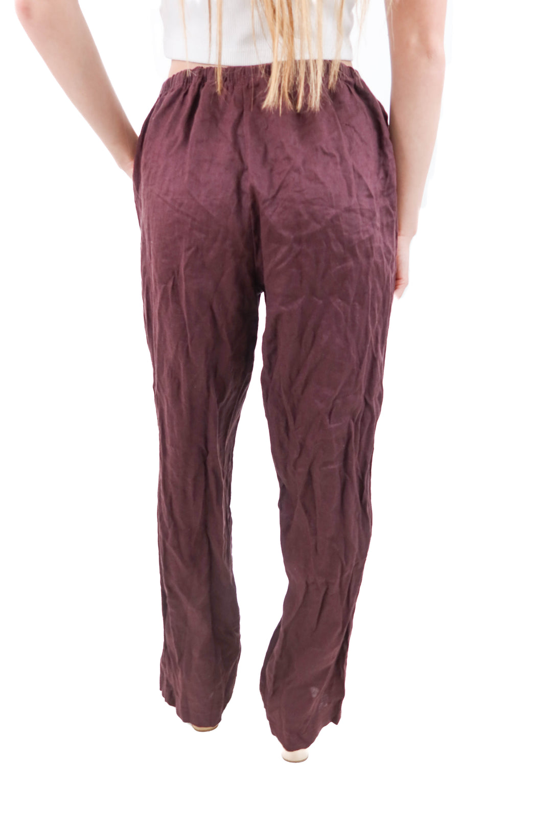 h&m deep plum linen pants NWT (xs)