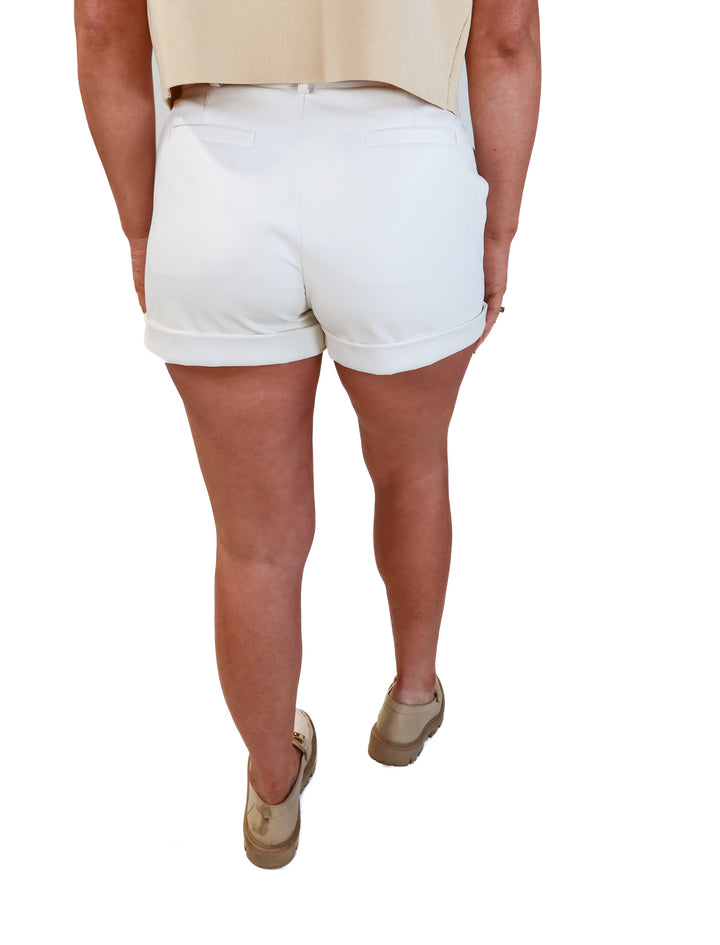 Generation love white faux leather trouser shorts (s; retail $265)