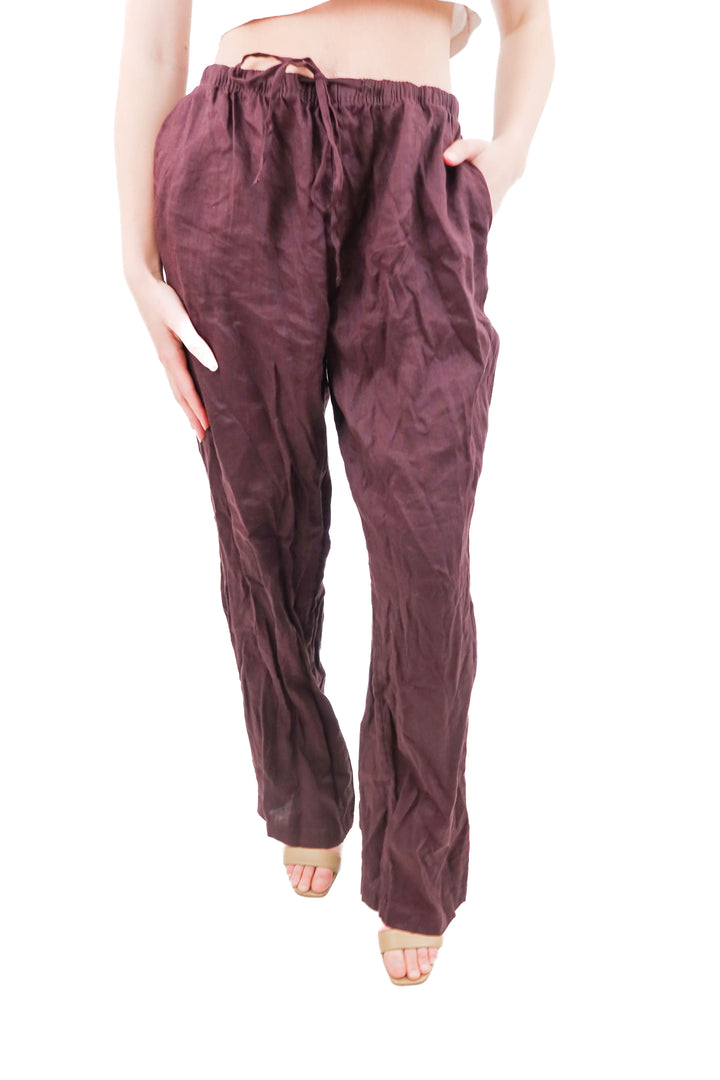 h&m deep plum linen pants NWT (xs)