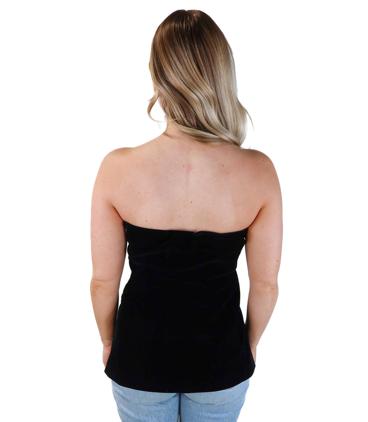 Vici black velvet strapless blazer top (s; retail $88)
