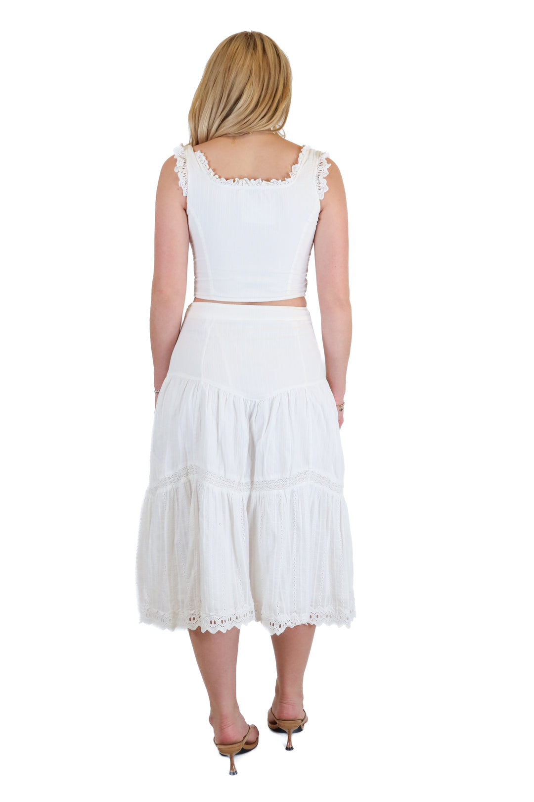 Aura white midi skirt set (S)