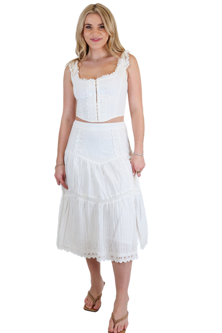Aura white midi skirt set (S)