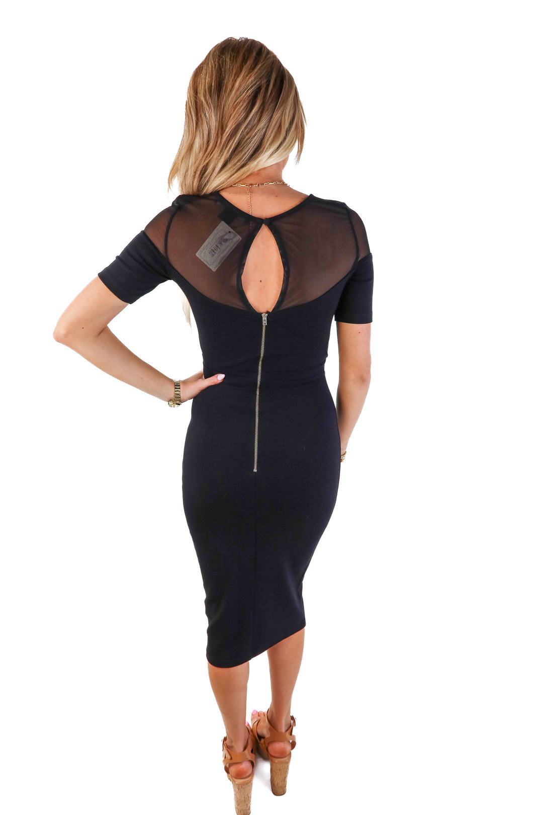 French connection black short sleeve bodycon dress (0; retail $158)