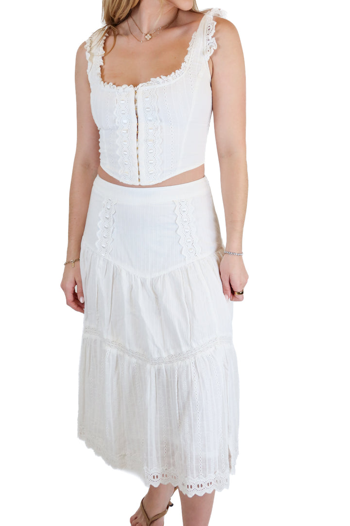 Aura white midi skirt set (S)