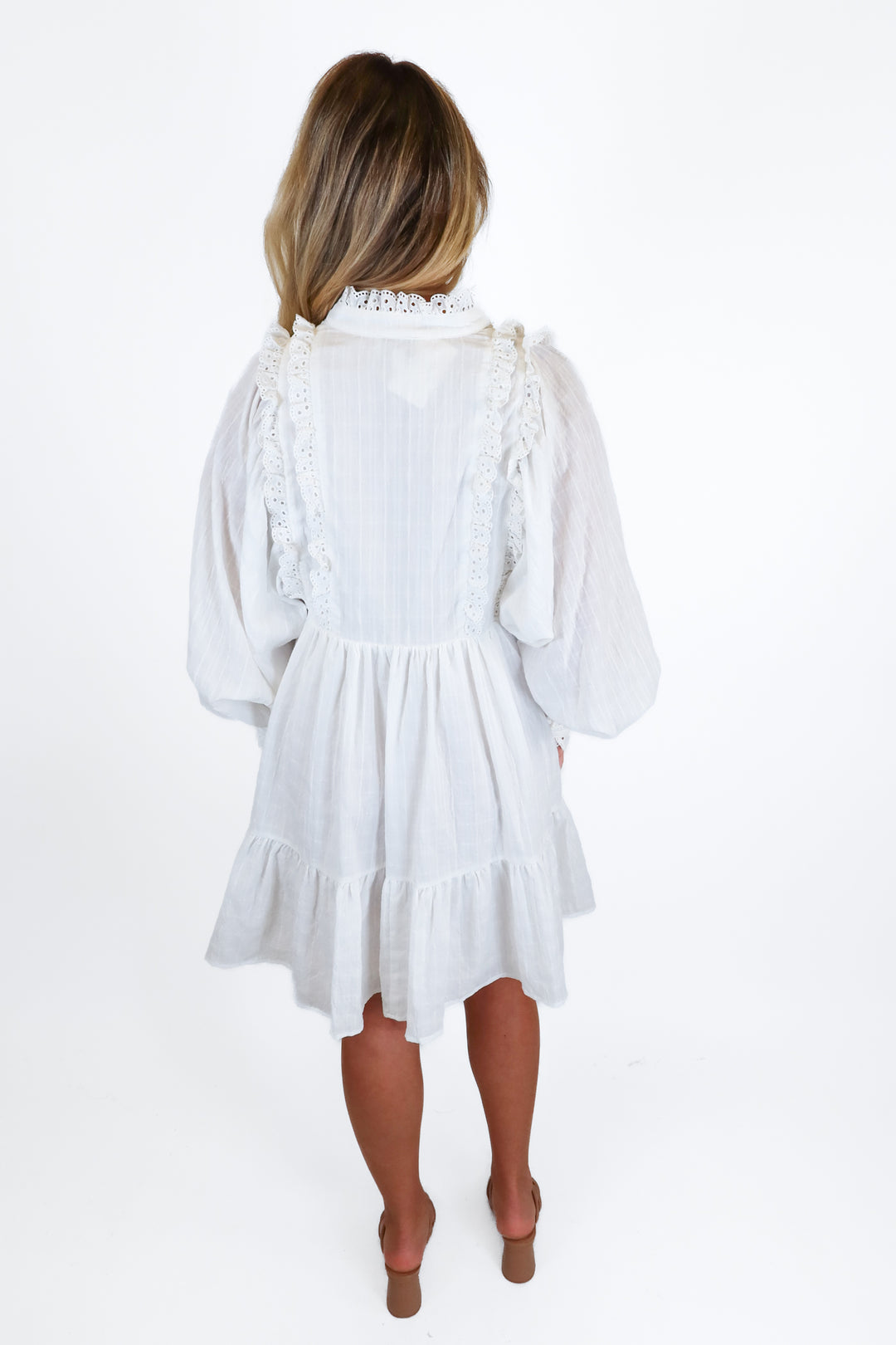 Aura white long sleeve mini dress (XS)